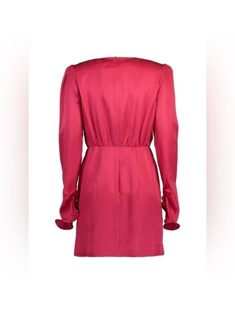 New SALONI Debbie Silk Stamped Mini Dress in Cherry Pink Size 8 - Picture 4 of 14